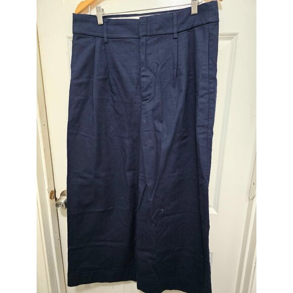 J.CREW Navy Blue Professional Wide-Leg Women's Pants Pockets Size 14/T - Picture 2 of 9